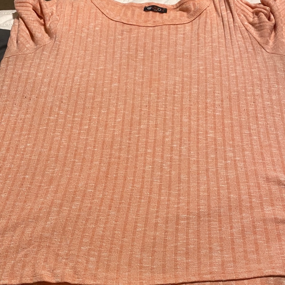 Cato Soft Coral Ribbed Blouse